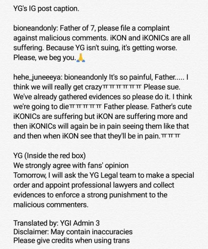 Report Malicious posts to YG Entertainment