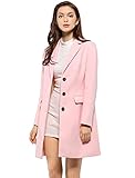 Allegra K Women's Notched Lapel Single Breasted Outwear Winter Coat Medium Pink