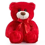 WENMOTDY Super Color Teddy Bear Stuffed Animals Plush Toy for Children Girlfriend Family Red 14 inch
