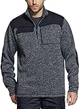 CQR Men's Thermal Fleece Half Zip Pullover, Winter Outdoor Warm Sweater, Lightweight Long Sleeve Sweatshirt, Half Zip Sweater Fleece Heather Black, Large