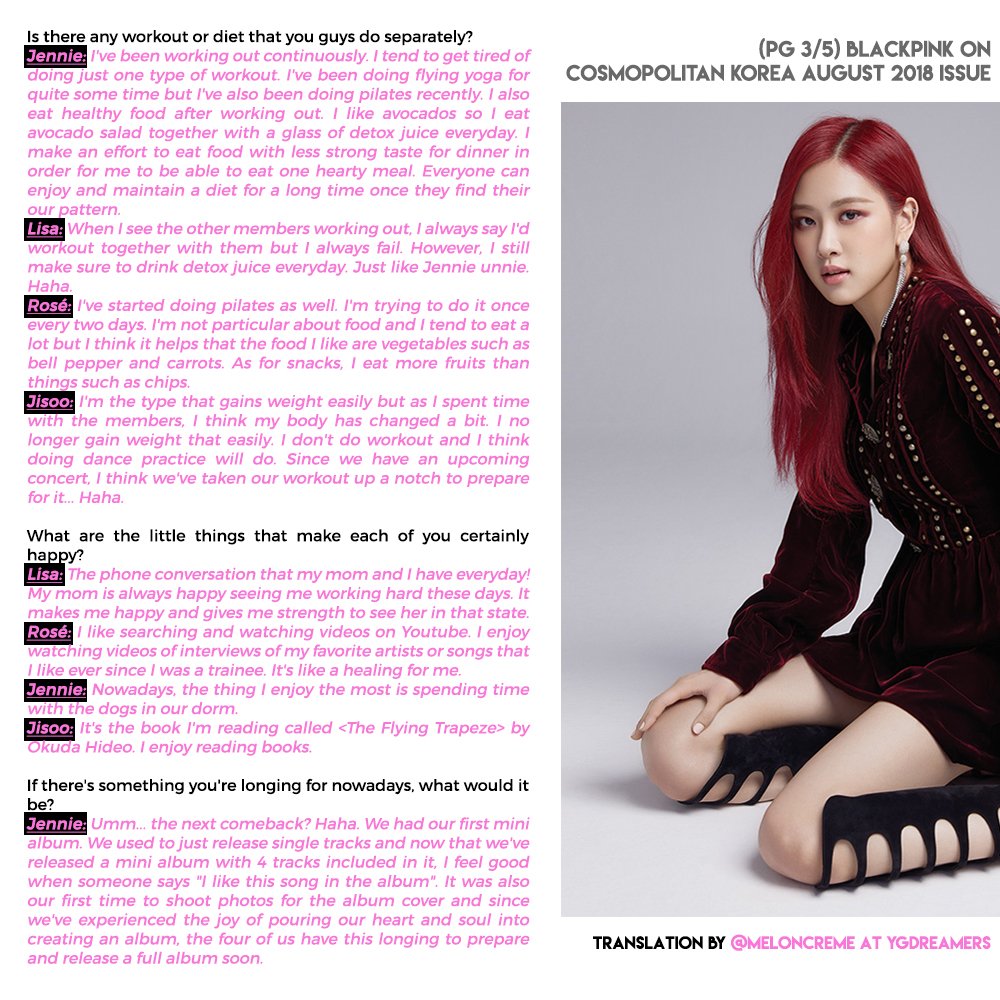 English Translation BLACKPINK Interview Cosmopolitan Korea Magazine August 2018 Issue Page 3