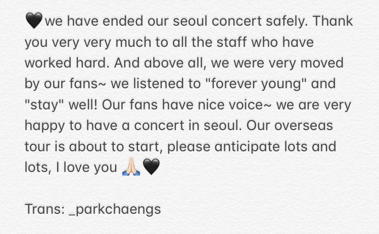 English Translation Rose caption after BLACKPINK Seoul Concert